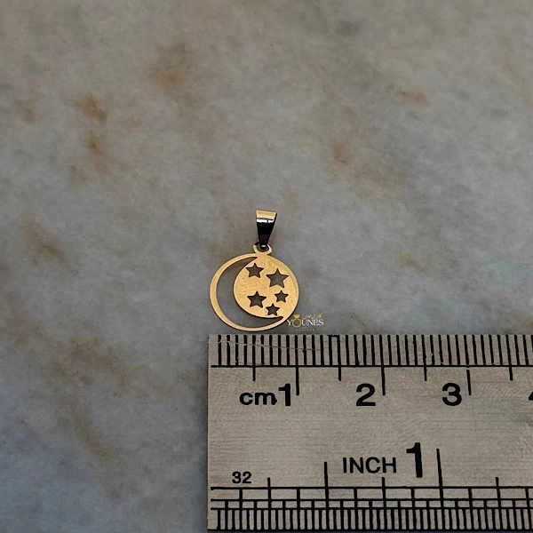 تصویر دوم آویز ماه و ستاره طلا لیزری